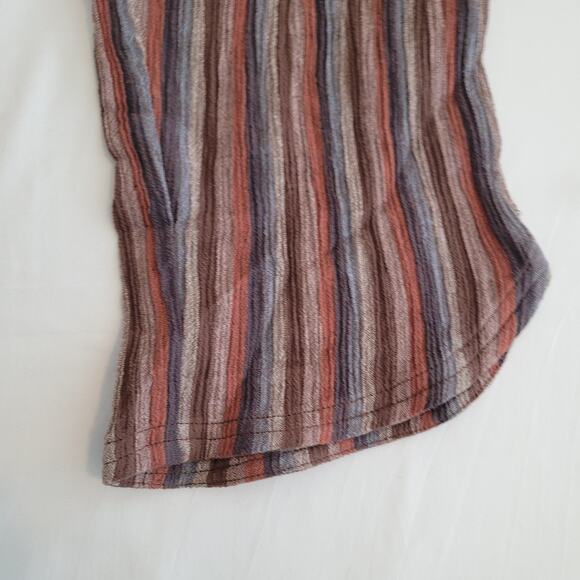Pact Pants Woman Large Brown Striped Organic Cotton Cropped Gauze Boho - Picture 3 of 15